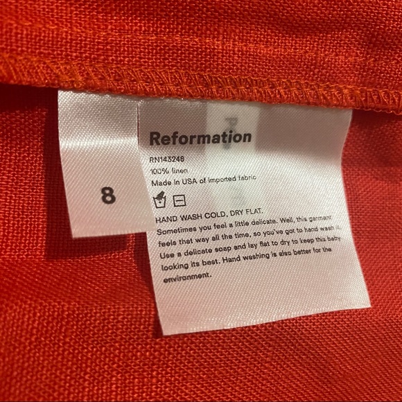NWT Reformation Gina Red Linen Dress 8 - Picture 6 of 7